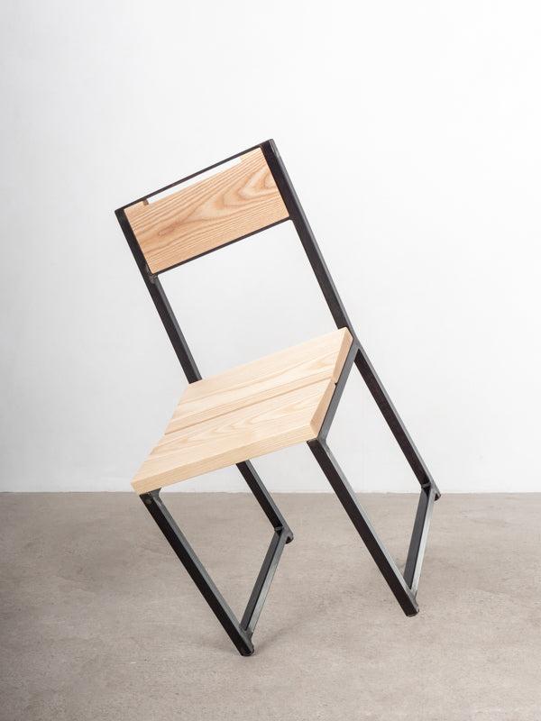 oak and steel dining chair